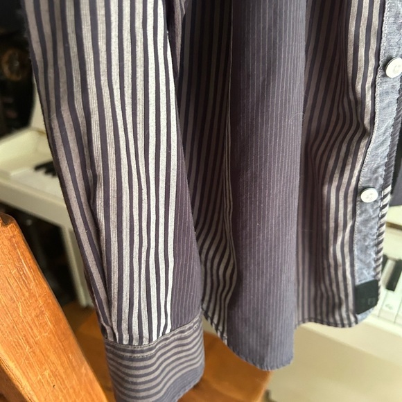 Point Zero Men's Black and Gray Striped Shirt L Semi Fit Y2K - Picture 10 of 16